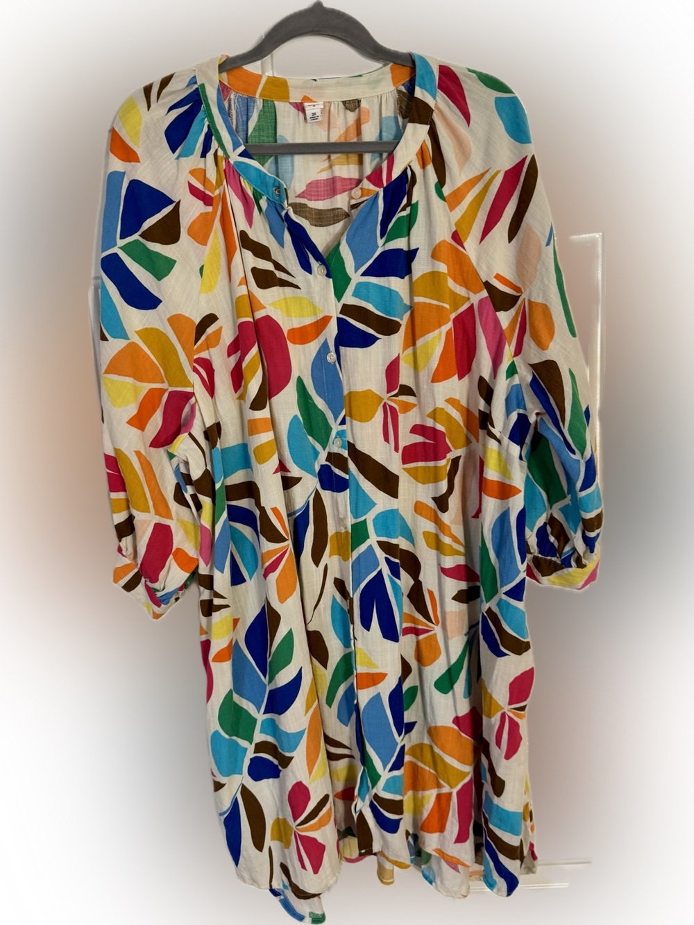 Tabitha Brown for Target Botanical Print Cover-Up Shirtdress | 3X | Pockets